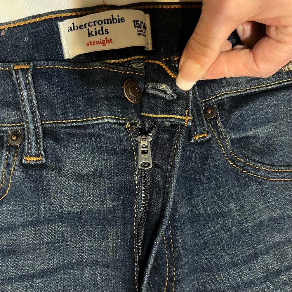 Abercrombie Kids Dark Blue Strait Jeans BOYS Size 15 16 NWT - Picture 15 of 15